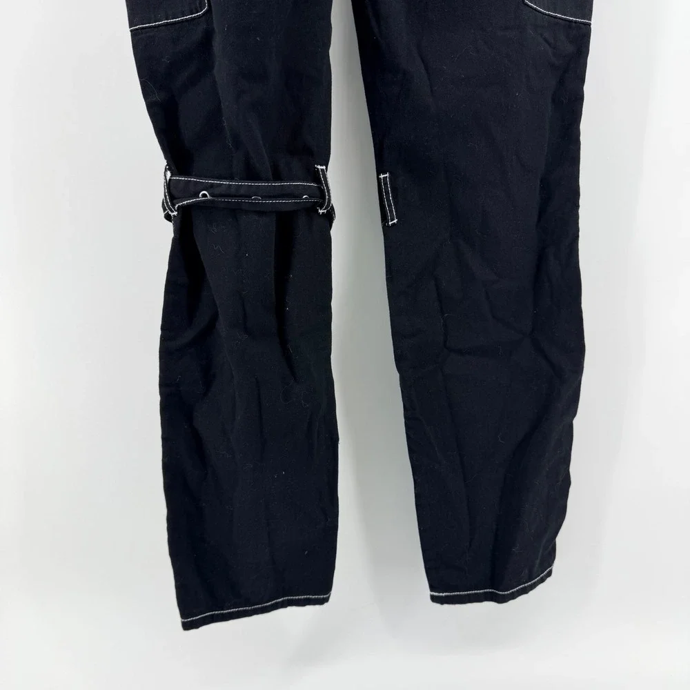 Hot Topic Black Contrast Stitch Cargo Jogger Pants Alt Emo Techwear 34x31 Black - Picture 5 of 9